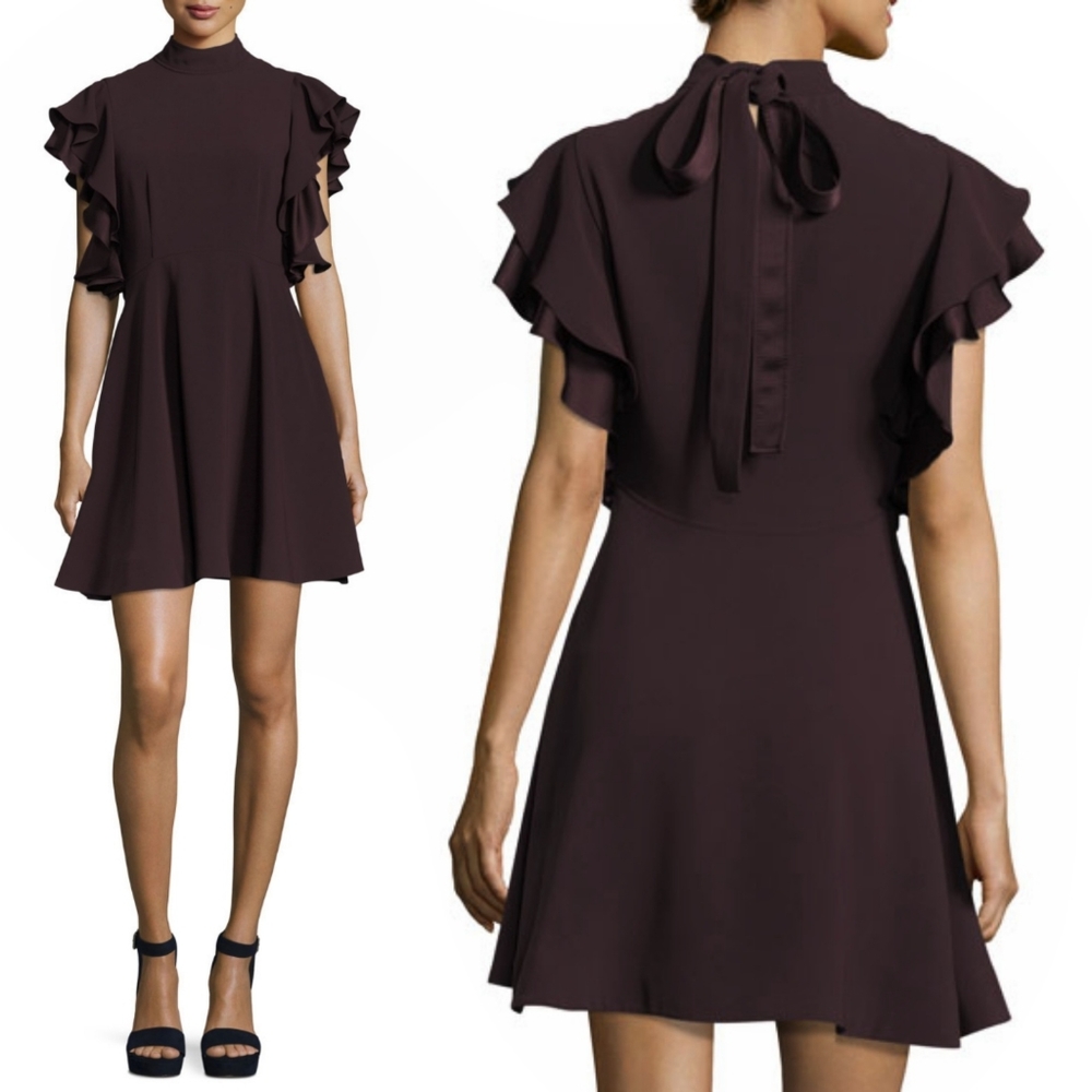 Cinq a Sept Reina Dress Ruffle Sleeve Tiered 1577